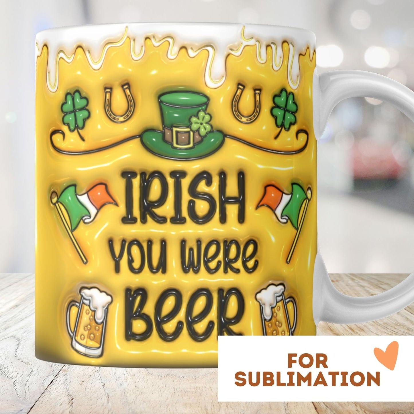 Irish You Were Beer yellow - 3D