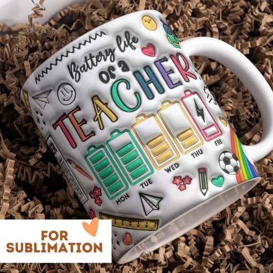 Teacher Battery Life Mug Wrap - 3D